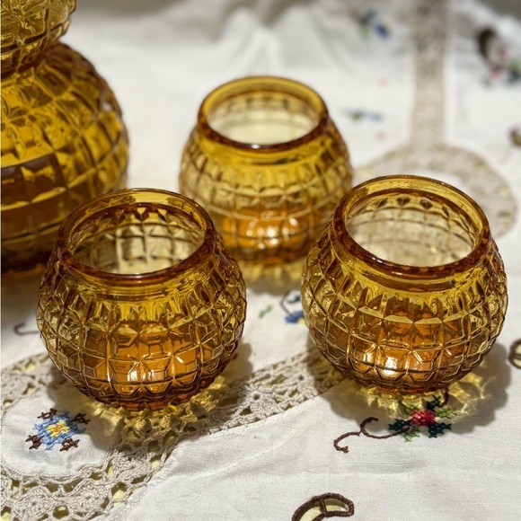 Vintage Amber Glass Decanter Set - Picture 4 of 14